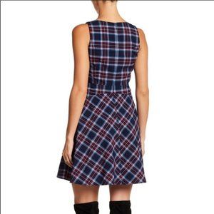 Donna Morgan Navy Plaid Tartan A Line Dress